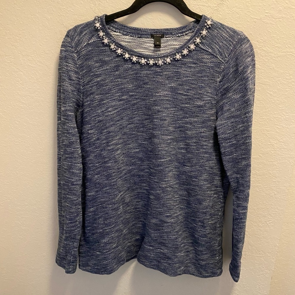 J. Crew Jewel Neck Navy Sweater - Picture 4 of 10